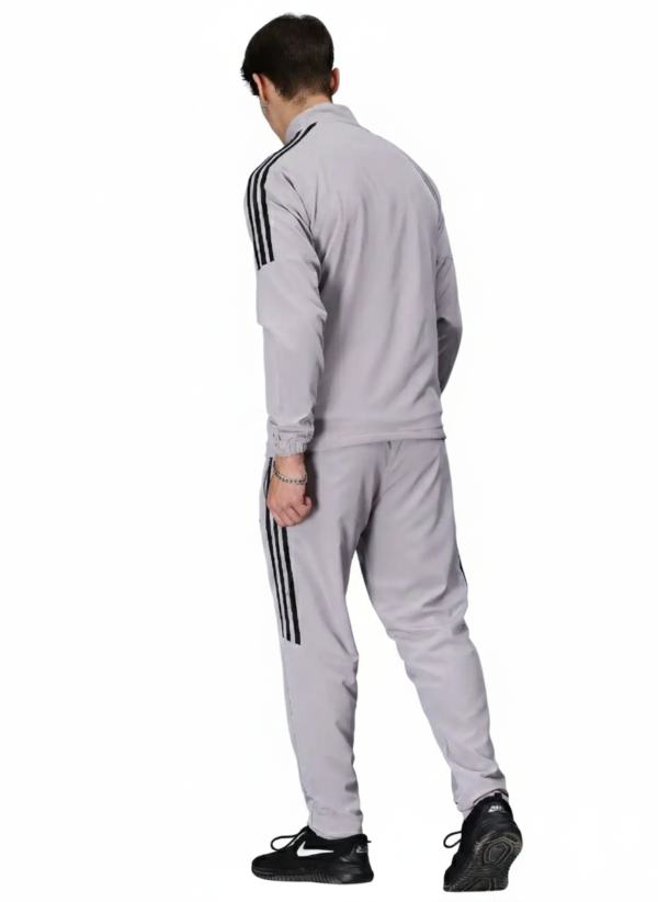 ADIDAS Half Striped Men White TrackSuit (Jacket &Track-Pants) – L