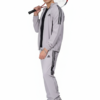 ADIDAS Half Striped Men White TrackSuit (Jacket &Track-Pants) – L