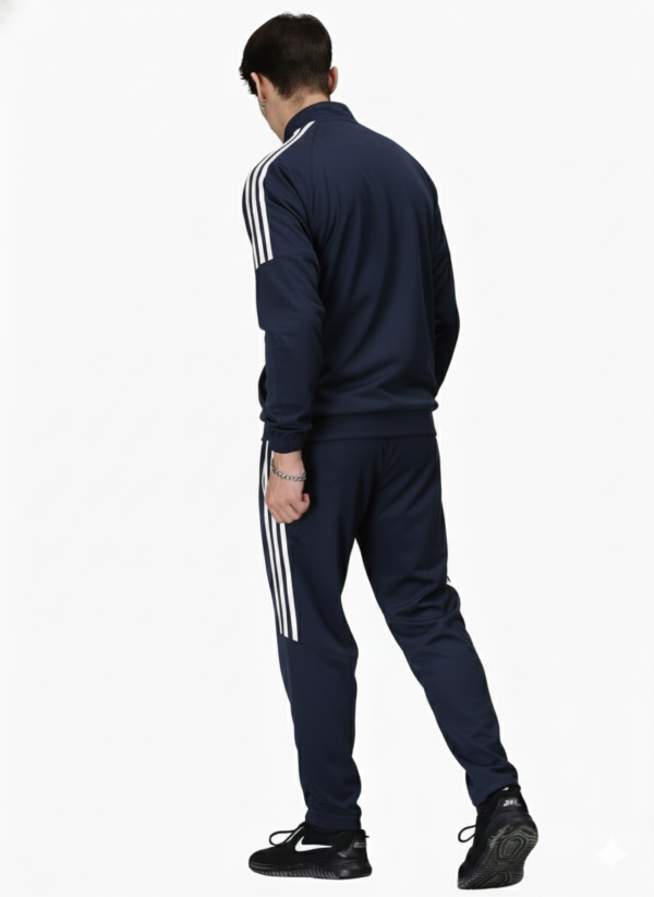 ADIDAS Half Striped Men Navy Blue TrackSuit (Jacket &Track-Pants) – L
